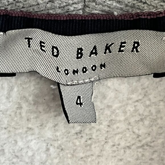 TED Baker London Sweater Womens 4 Gray Button Up Wool Blend Knit Coat - Picture 3 of 11